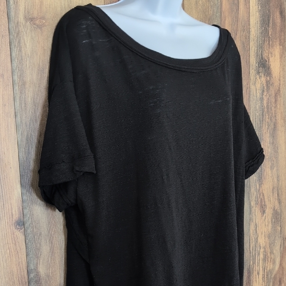 We The Free Black Open Back Oversized Blouse M                D376x